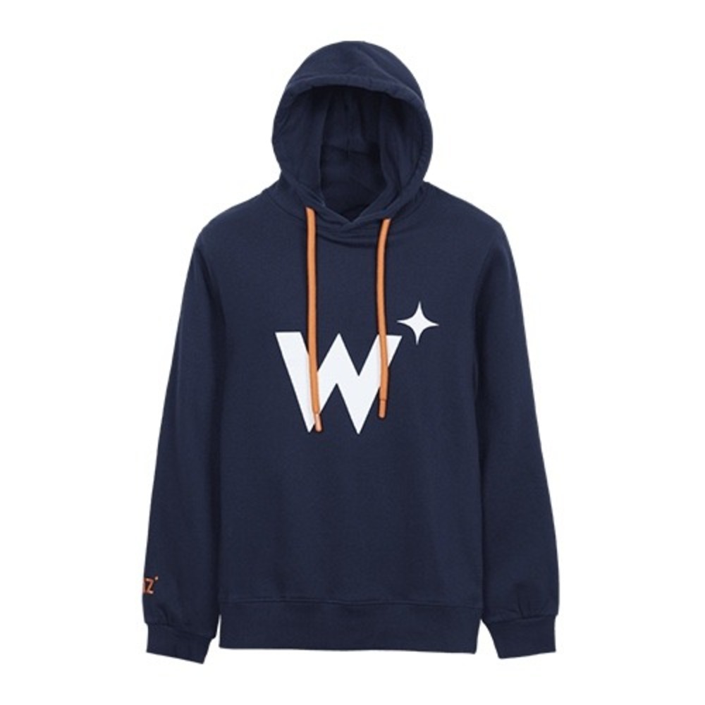 T Factor Wiz Hoodie Mens XL Navy Blue Heavyweight Graphic 100% Cotton Fleece EUC